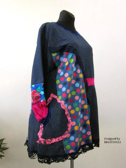 Plus Size Sweatshirt Dress,3XL Polka Dot Tunic Dress