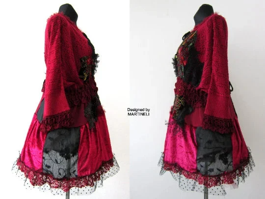 XL/4XL Plus Size Wine Red Sweater Dress,Upcycled Clothing for Women