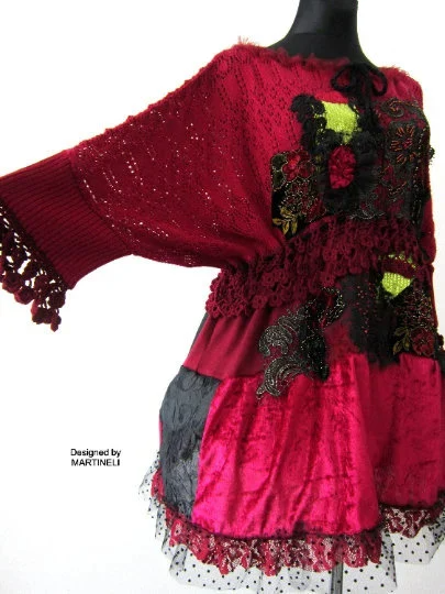 XL/4XL Plus Size Wine Red Sweater Dress,Upcycled Clothing for Women