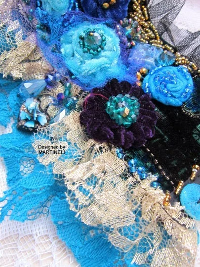 Blue Lace Bracelet Cuff Bracelet,Statement Beaded Bracelet