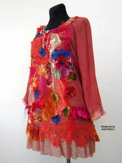 Embroidered Shirt Dress,XL Orange Cotton Dress