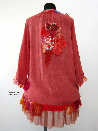 Embroidered Shirt Dress,XL Orange Cotton Dress