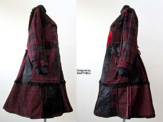 Plus Size Red Duster Coat,3XL Long Denim Coat for Women