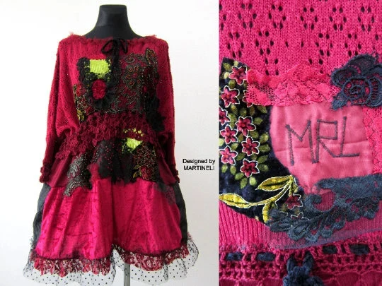 XL/4XL Plus Size Wine Red Sweater Dress,Upcycled Clothing for Women
