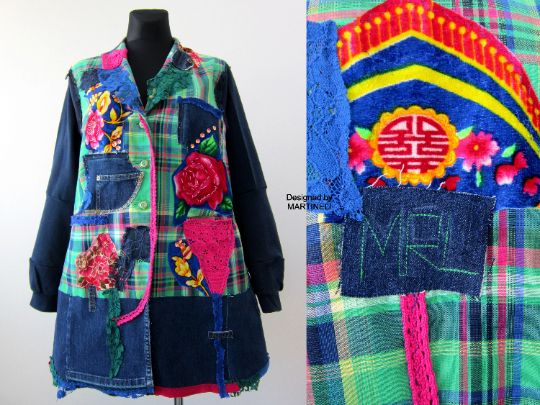 Plus Size Denim Jacket Coat for Women 3X Patchwork Denim Sweatshirt Jacket