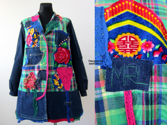 Plus Size Denim Jacket Coat for Women 3X Patchwork Denim Sweatshirt Jacket
