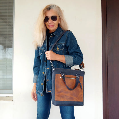 Blue Leather Classic Bag Luxury Shoulder Bag Stylish Leather Hand Bag