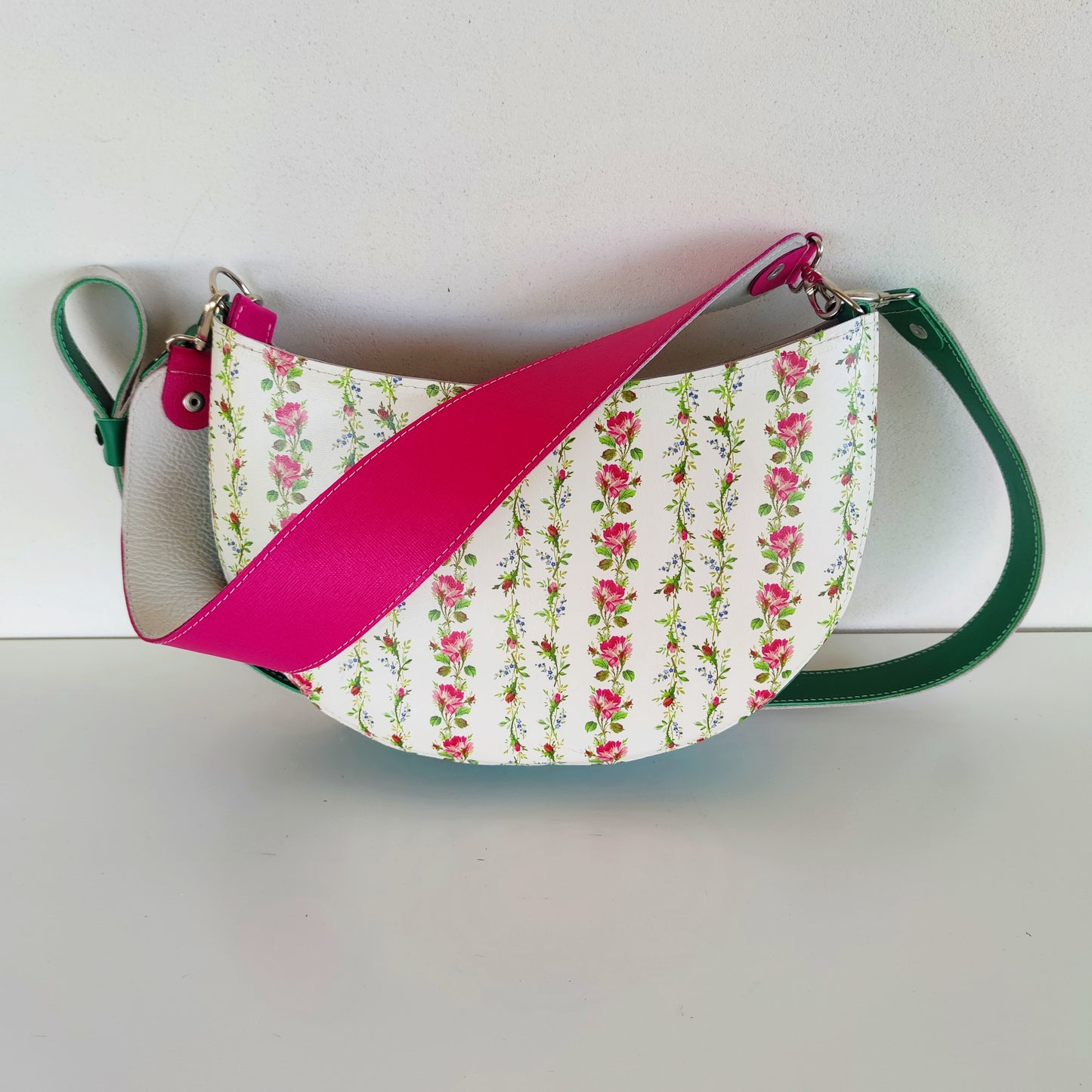 Luxury Leather Shoulder Bag White Elegant Bag Stylish Floral Bag