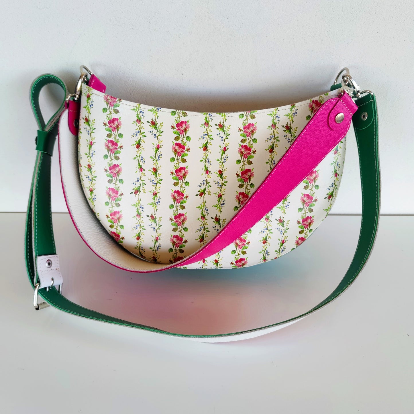 Luxury Leather Shoulder Bag White Elegant Bag Stylish Floral Bag