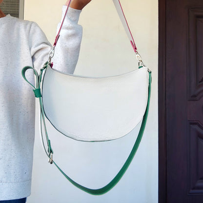 Luxury Leather Shoulder Bag White Elegant Bag Stylish Floral Bag