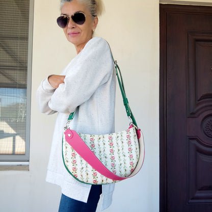 Luxury Leather Shoulder Bag White Elegant Bag Stylish Floral Bag