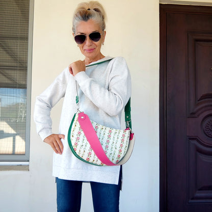 Luxury Leather Shoulder Bag White Elegant Bag Stylish Floral Bag