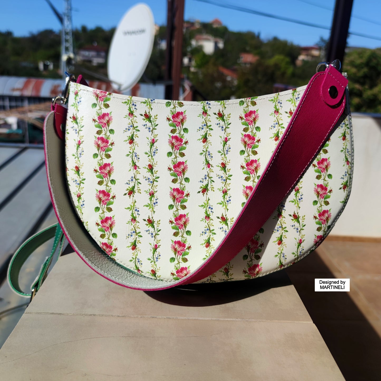 Luxury Leather Shoulder Bag White Elegant Bag Stylish Floral Bag
