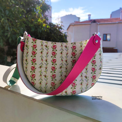 Luxury Leather Shoulder Bag White Elegant Bag Stylish Floral Bag