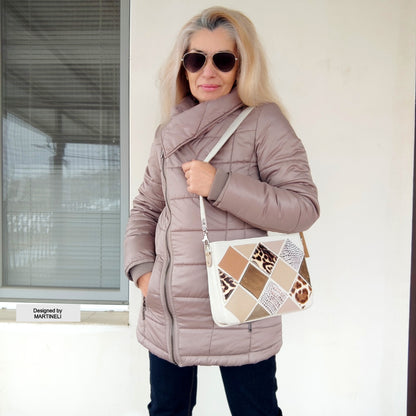 White Leather Shoulder Bag Luxury Beige Crossbody Bag Elegant Bag