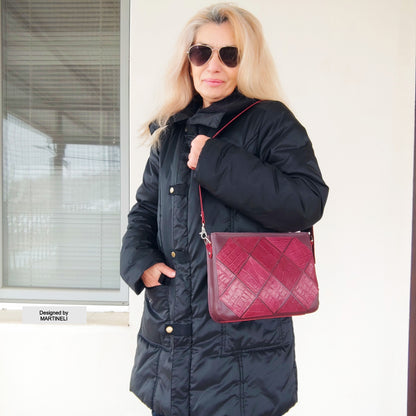 Red Leather Shoulder Bag Luxury Elegant Crocodile Print bag