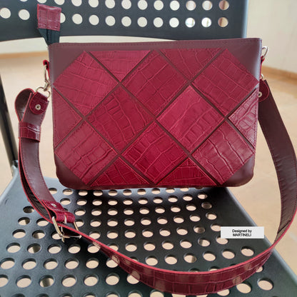 Red Leather Shoulder Bag Luxury Elegant Crocodile Print bag