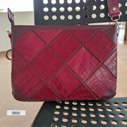 Red Leather Shoulder Bag Luxury Elegant Crocodile Print bag