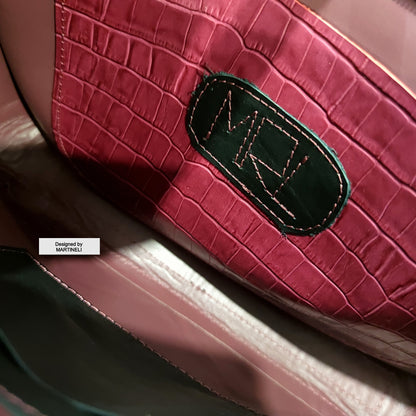 Red Leather Shoulder Bag Luxury Elegant Crocodile Print bag