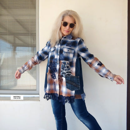 Denim Duster Dress,M/L Boho Shirt Dress,Embroidered Dress