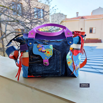 Colorful Leather Shoulder Bag Luxury Leather Hand Bag Elegant Denim Bag