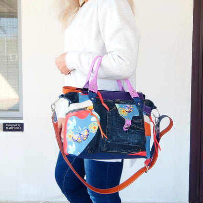Colorful Leather Shoulder Bag Luxury Leather Hand Bag Elegant Denim Bag