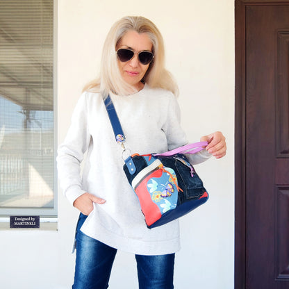 Colorful Leather Shoulder Bag Luxury Leather Hand Bag Elegant Denim Bag