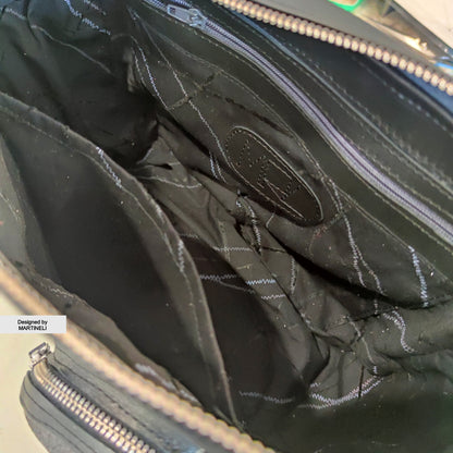 Black Leather Shoulder Bag Luxury Canvas Bag Gothic Style Grunge Bag