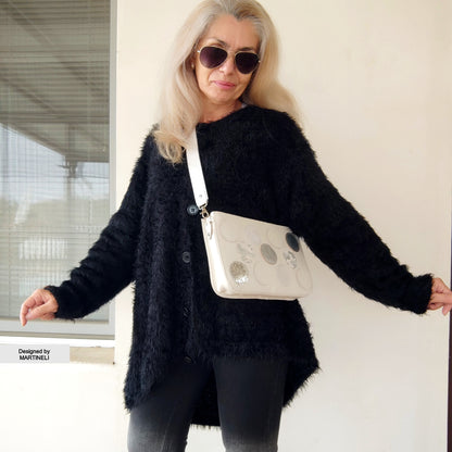 White Leather Shoulder Bag Luxury Mini Crossbody Bag Elegant Bag