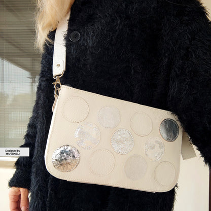 White Leather Shoulder Bag Luxury Mini Crossbody Bag Elegant Bag