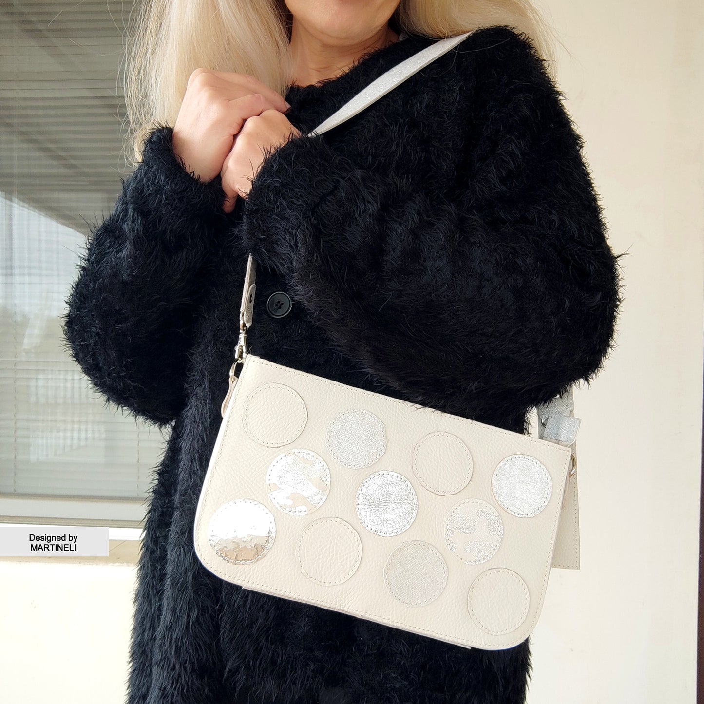 White Leather Shoulder Bag Luxury Mini Crossbody Bag Elegant Bag
