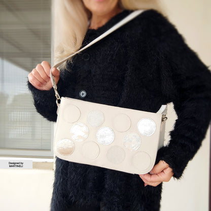 White Leather Shoulder Bag Luxury Mini Crossbody Bag Elegant Bag