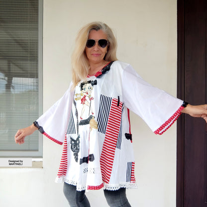 Plus Size White Summer Linen Dress,2XL Betty Boop Dress For Women