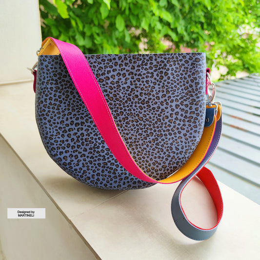 Animal Print Leather Bag-Elegant Shoulder Bag,Artsy Leather Crossbody Purse Handcrafted Everyday Bag Stylish Bag Luxury Colorful Medium Bag