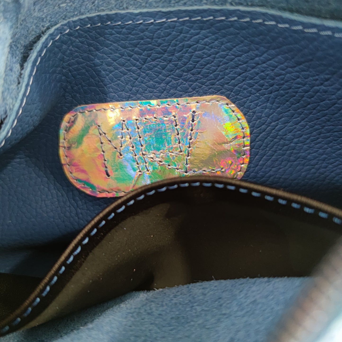 BLUE MINI LEATHER SHOULDER BAG FLORAL CROSSBODY BAG