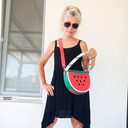 COLORFUL LEATHER SHOULDER BAG NATURAL LEATHER WATERMELON BAG