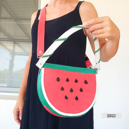 COLORFUL LEATHER SHOULDER BAG NATURAL LEATHER WATERMELON BAG