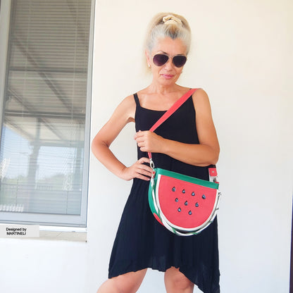 COLORFUL LEATHER SHOULDER BAG NATURAL LEATHER WATERMELON BAG