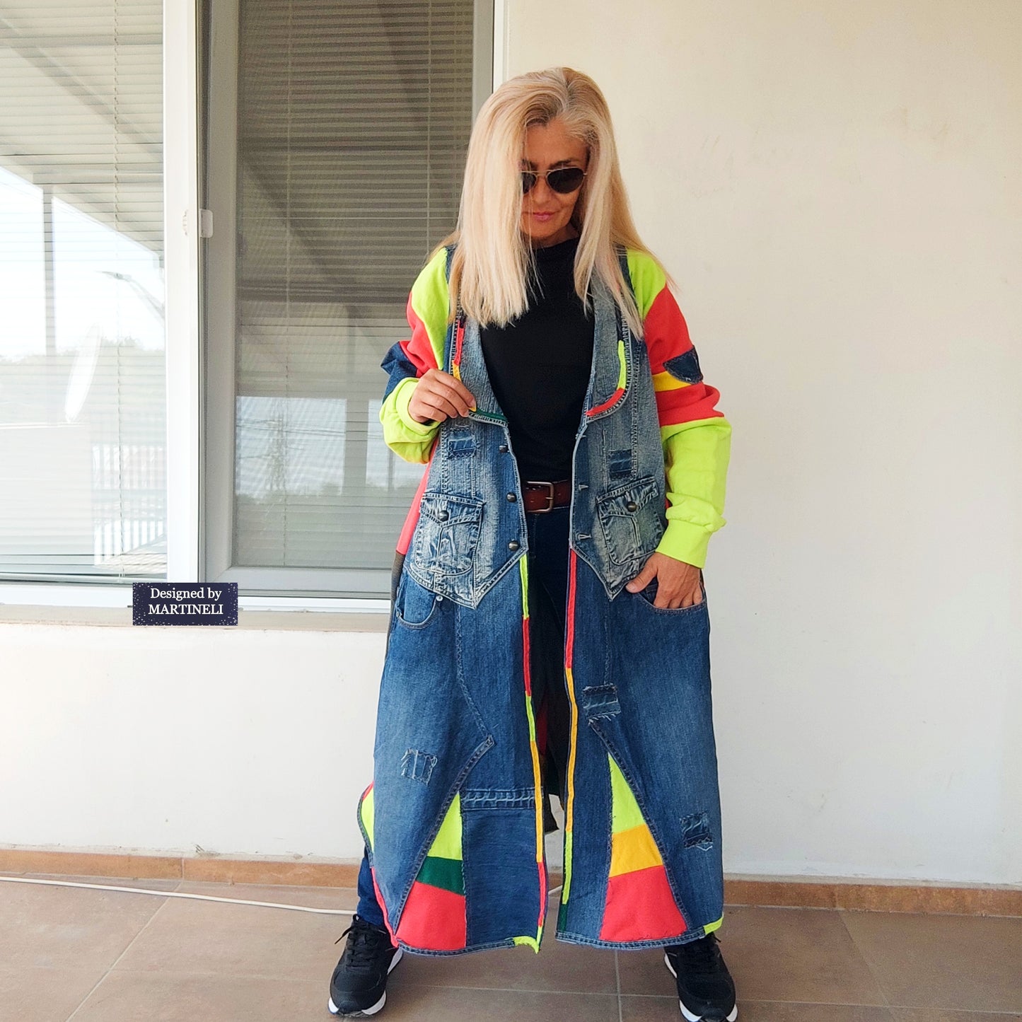 Plus Size Patchwork Denim Jacket: Upcycled 3XL Boho Jean Jacket