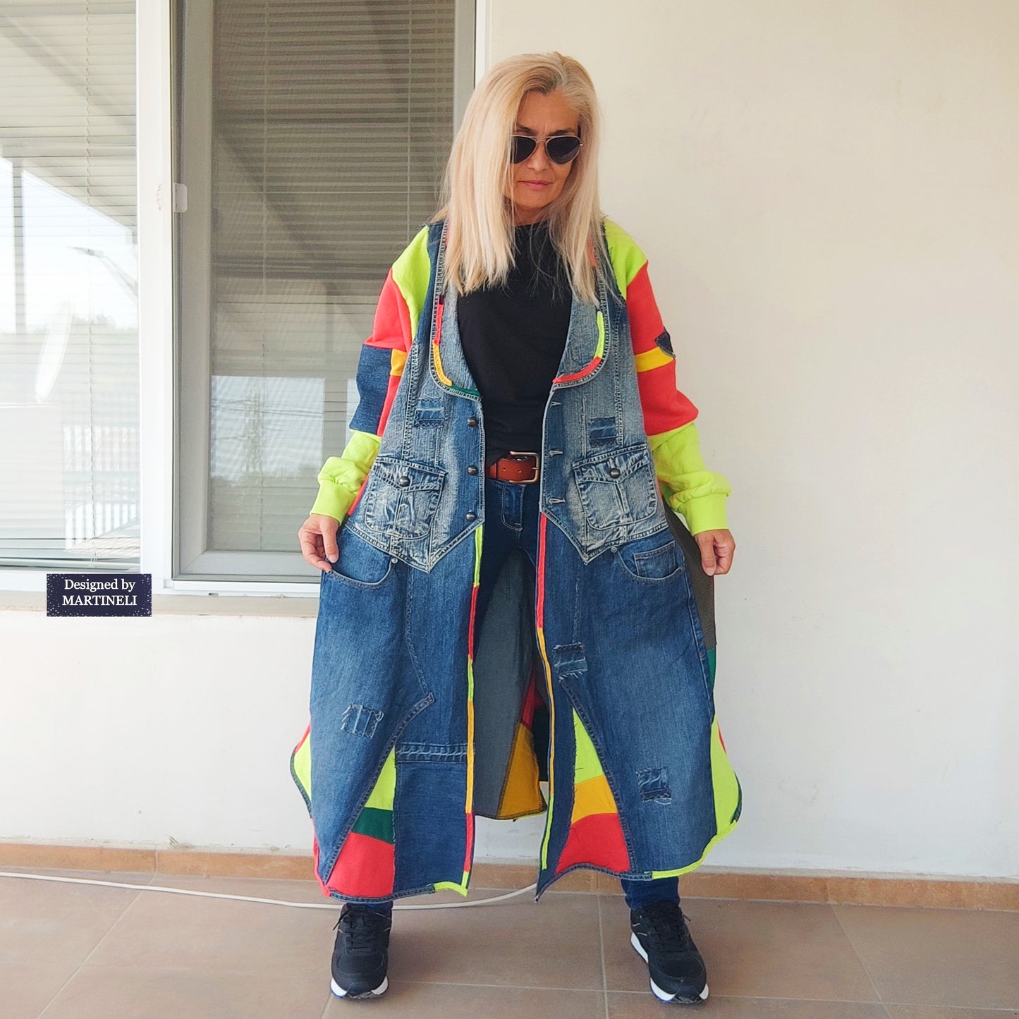 Plus Size Patchwork Denim Jacket: Upcycled 3XL Boho Jean Jacket