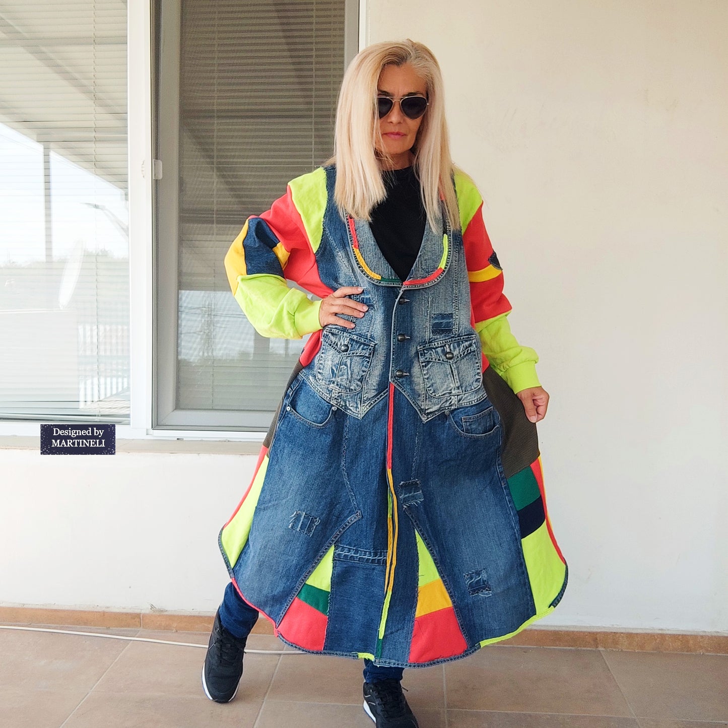 Plus Size Patchwork Denim Jacket: Upcycled 3XL Boho Jean Jacket