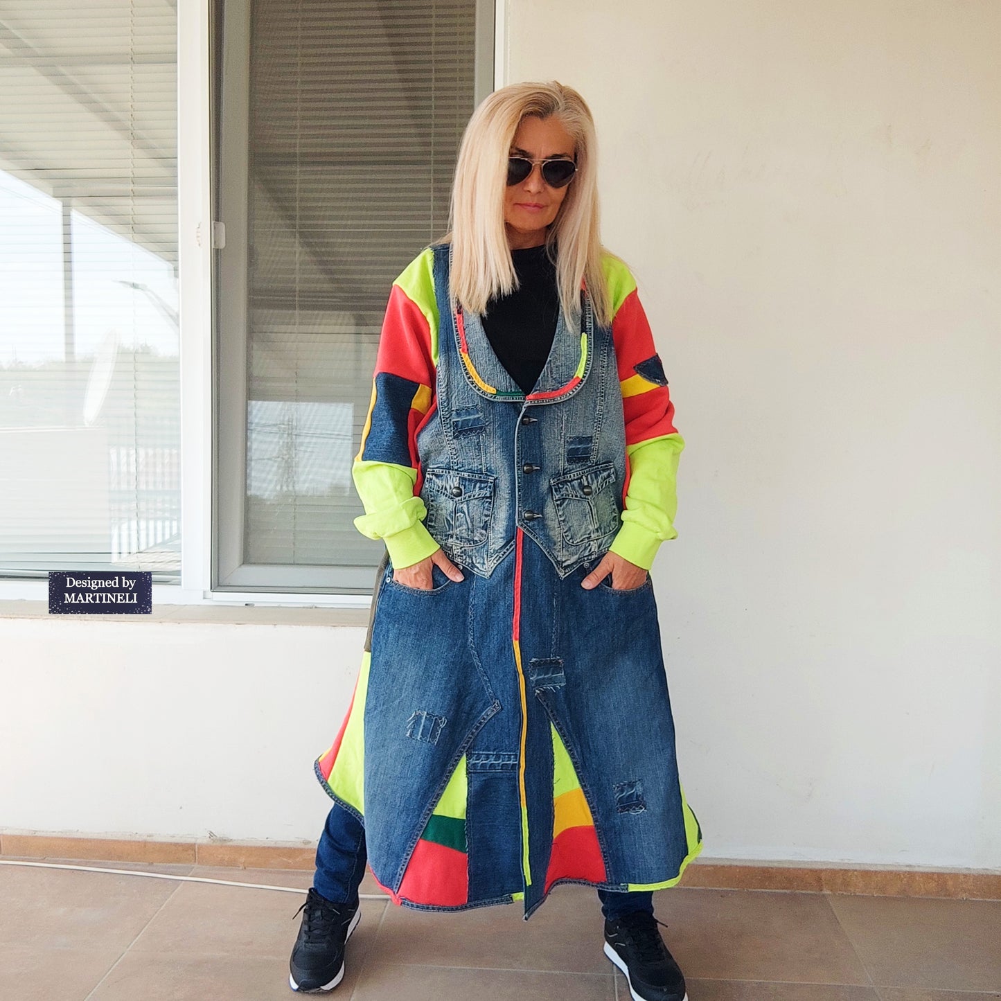 Plus Size Patchwork Denim Jacket: Upcycled 3XL Boho Jean Jacket