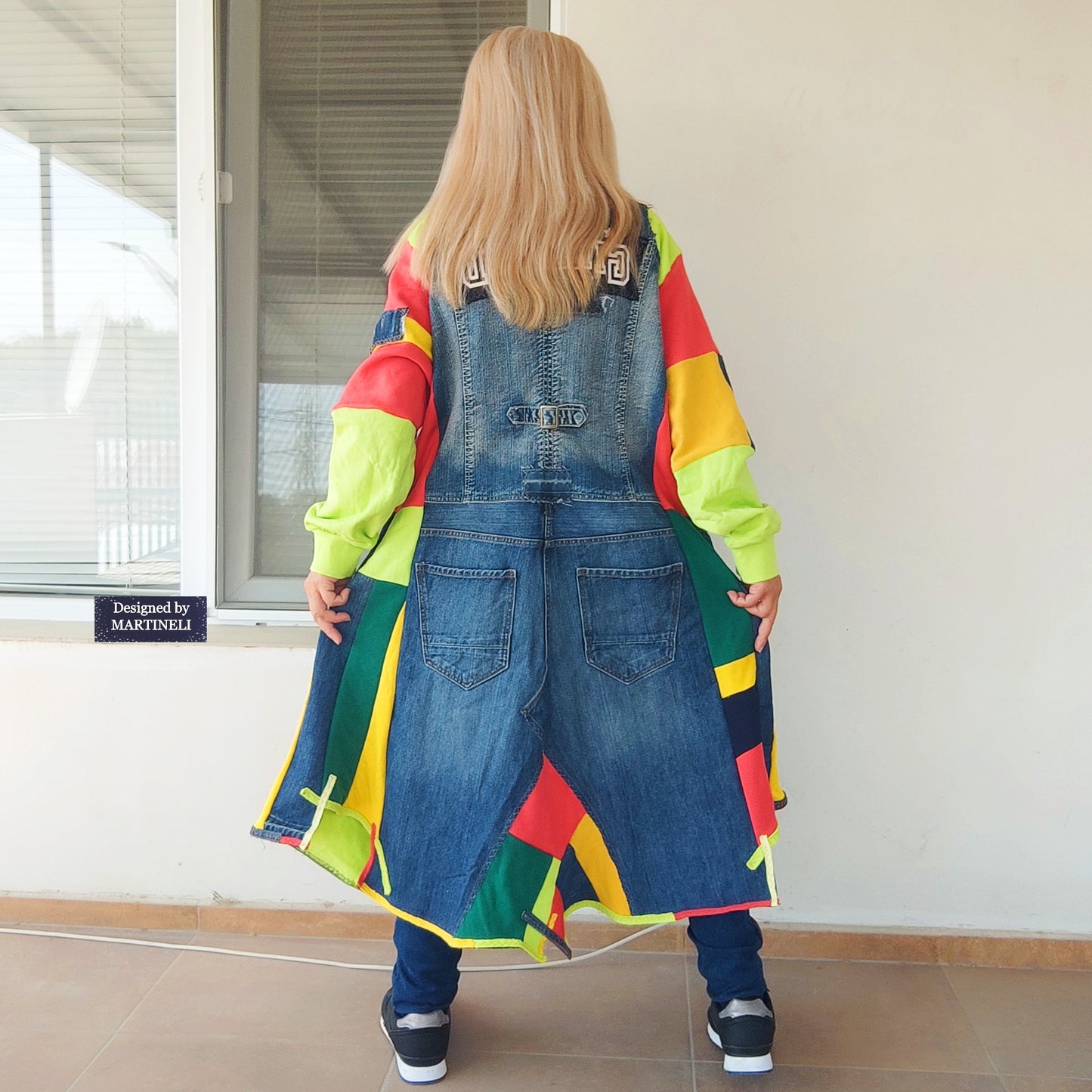Plus Size Patchwork Denim Jacket: Upcycled 3XL Boho Jean Jacket