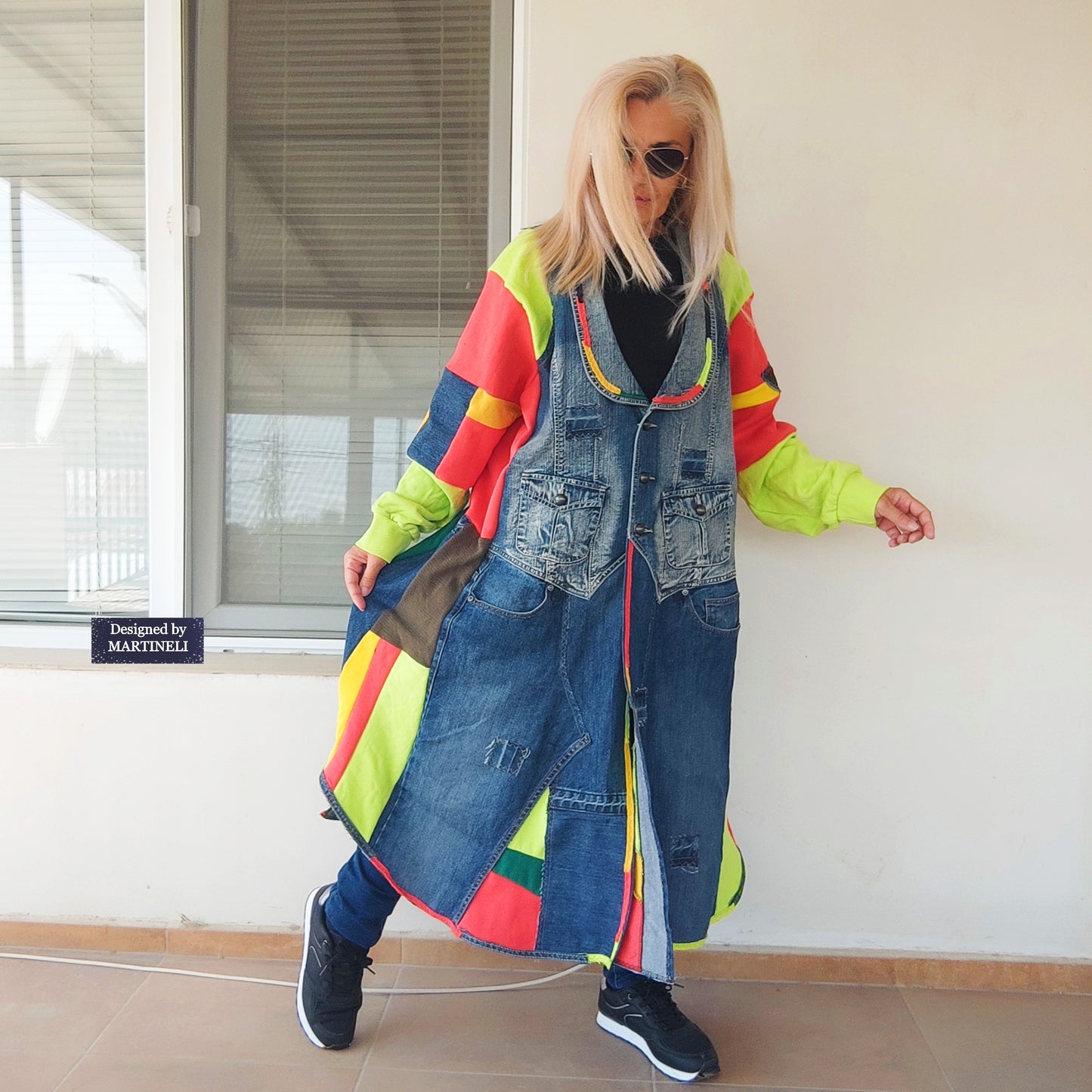 Plus Size Patchwork Denim Jacket: Upcycled 3XL Boho Jean Jacket