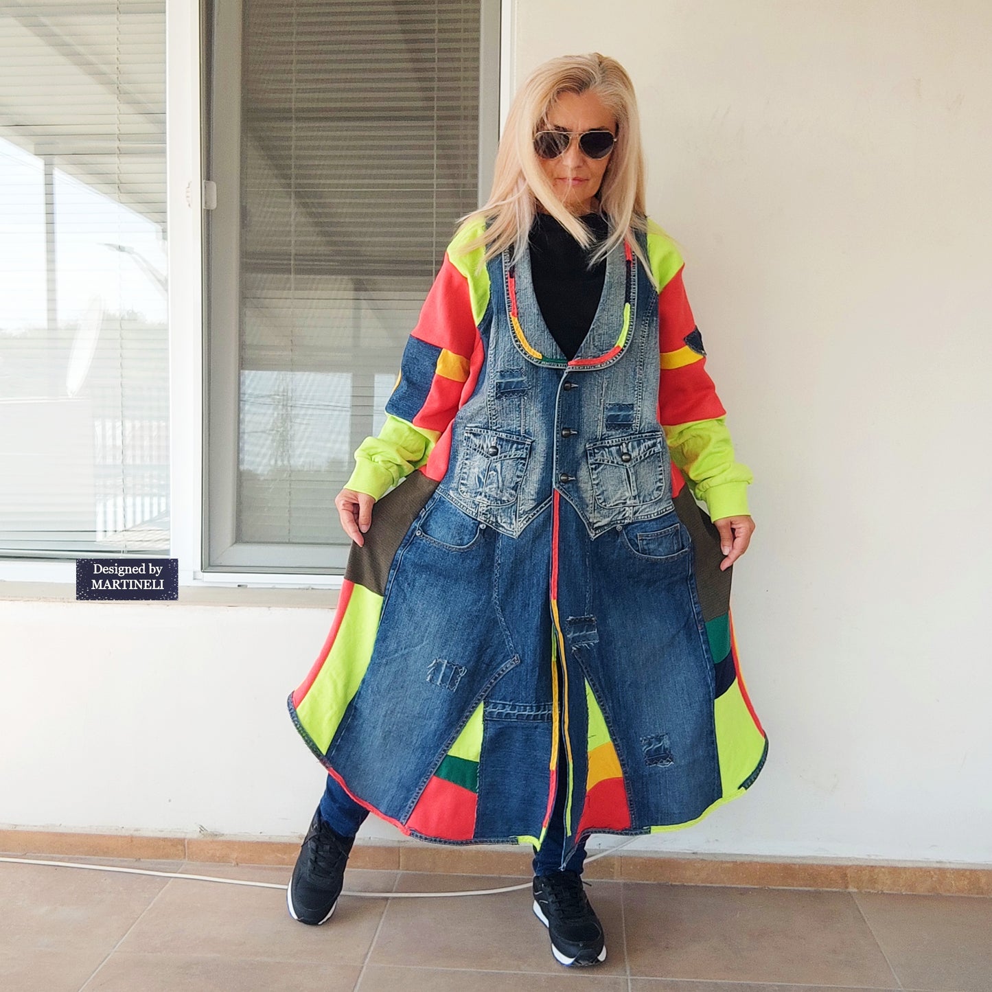 Plus Size Patchwork Denim Jacket: Upcycled 3XL Boho Jean Jacket