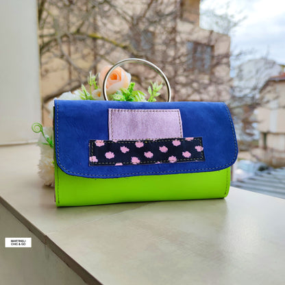 Mini Leather iPhone Bag,Yellow Party Clutch,Minimalist Animal Print Handbag