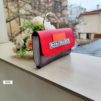 Mini Leather iPhone Bag,Yellow Party Clutch,Minimalist Animal Print Handbag