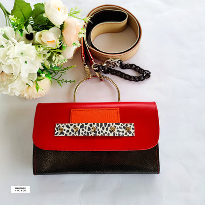 Mini Leather iPhone Bag,Yellow Party Clutch,Minimalist Animal Print Handbag