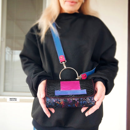 Mini Leather iPhone Bag,Yellow Party Clutch,Minimalist Animal Print Handbag