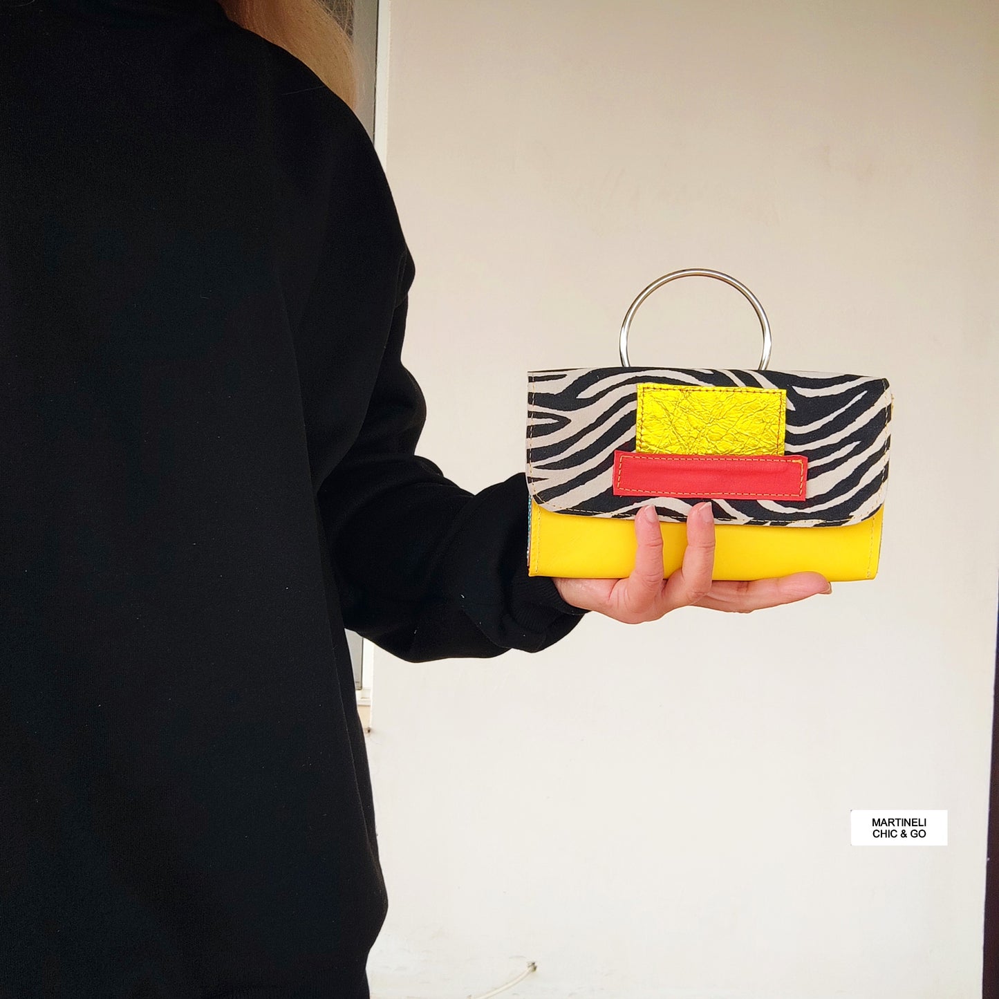 Mini Leather iPhone Bag,Yellow Party Clutch,Minimalist Animal Print Handbag